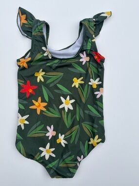 Pearl Street Swim Kids Floral One-Piece Swimsuit - Dark Green